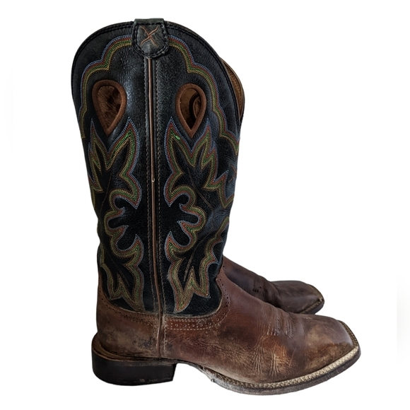 Twisted X Buckaroo Roper Style Two Tone Leather Cowboy Western Boots Size 9D - Picture 2 of 13
